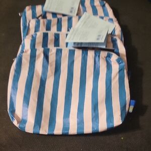 Open Story Water Resistant Pouch Elegant Pink and Blue Striped Cosmetic Bag